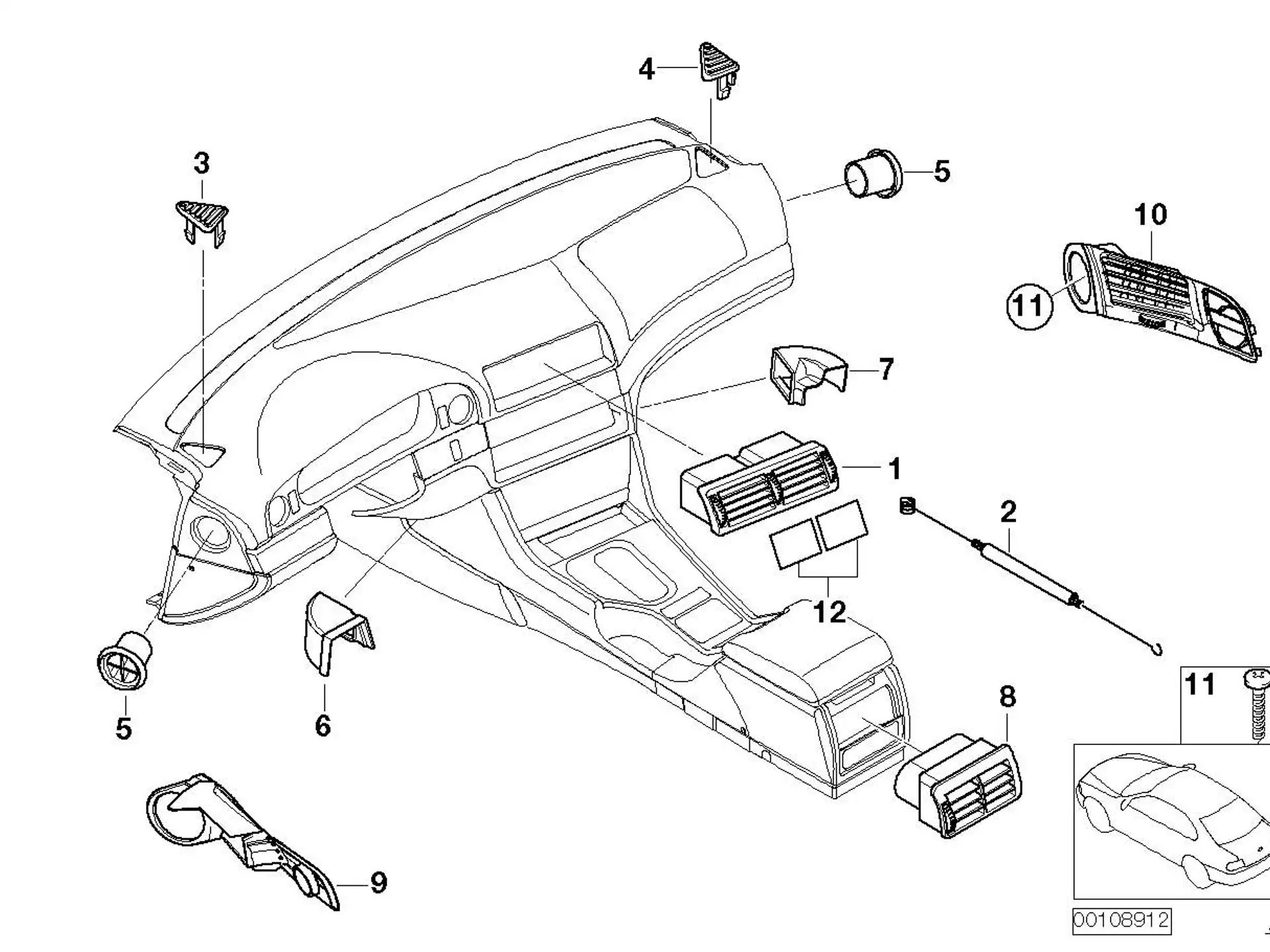 BMW Frischluftgrill Mitte E39 64228364021