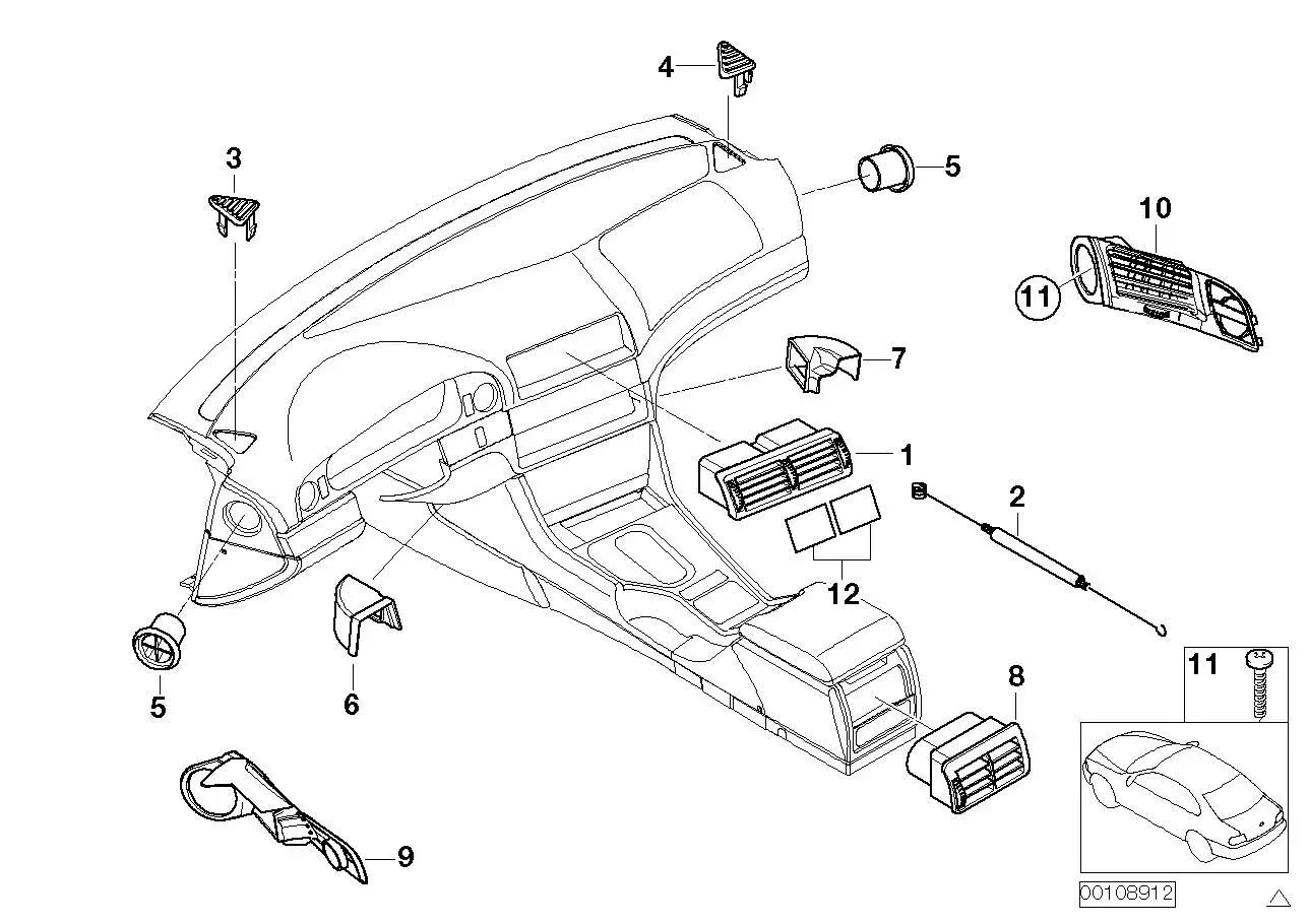 BMW Frischluftgrill Mitte E39 64228364023