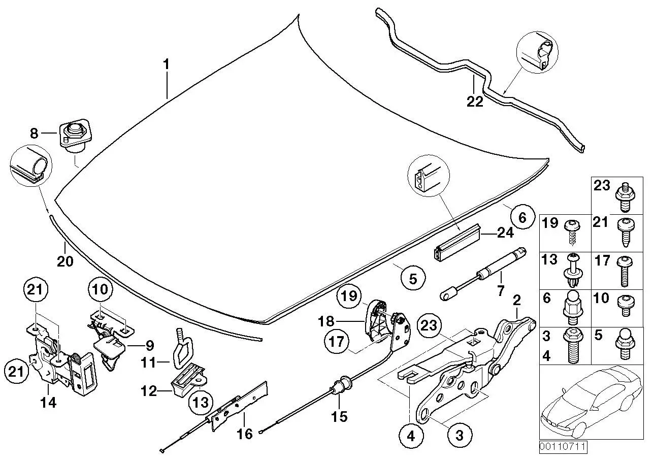 BMW Schloss Frontklappe E85 51237016183