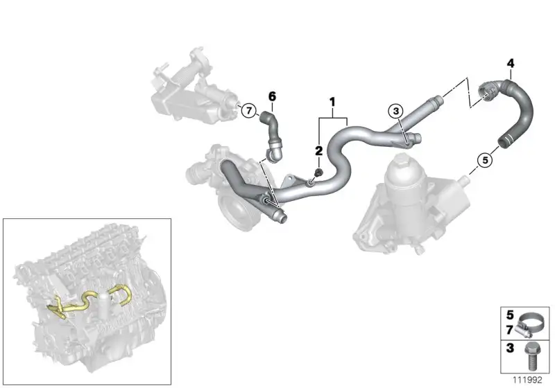 BMW Schlauch Wärmetauscher-Rücklaufrohr E70 E71 11537800092 - Bil