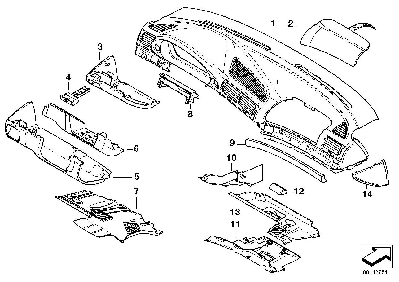 BMW Blende Lenksäule E38 51458161575