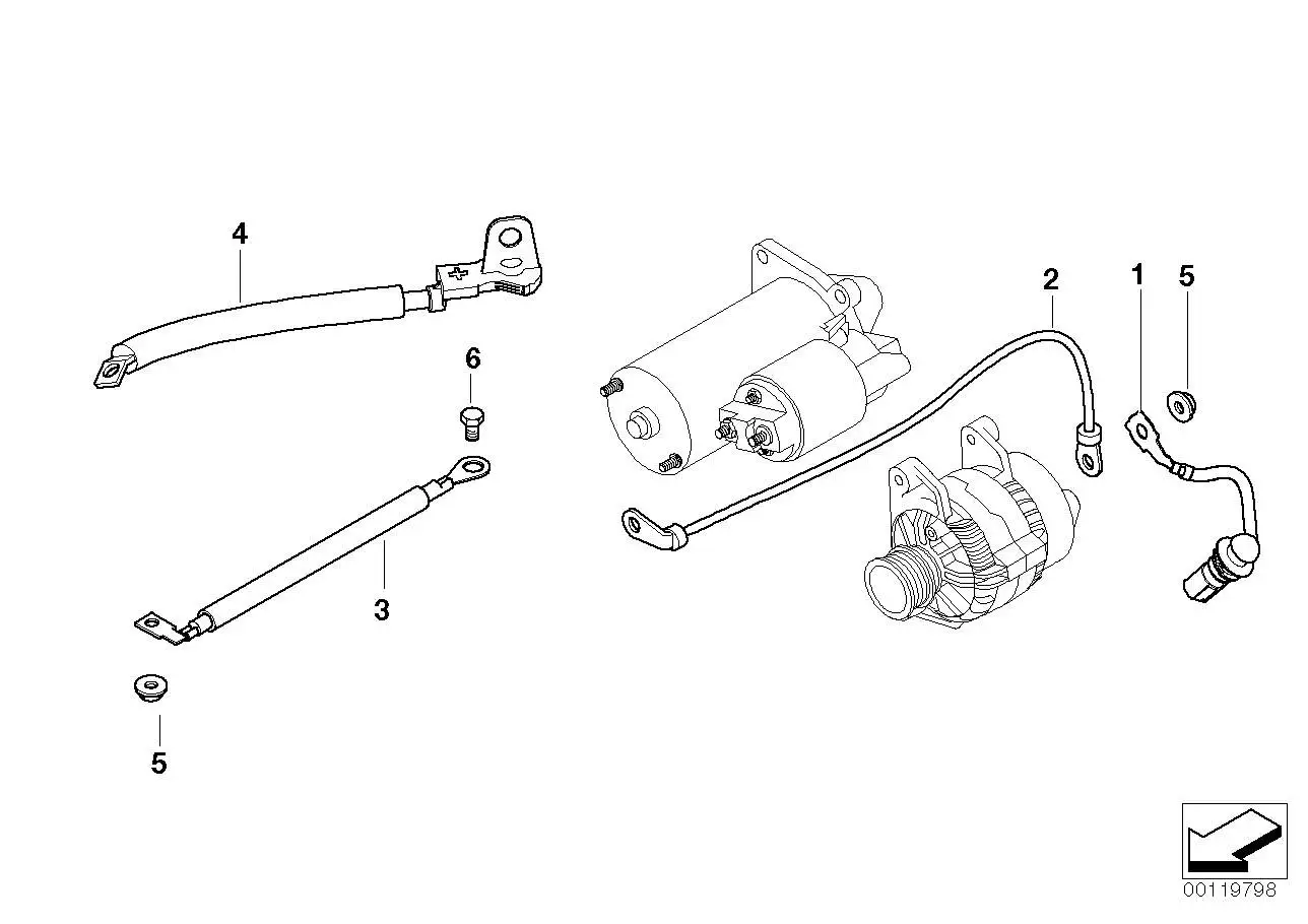 BMW Kabel Anlasser-Stützpunkt B+ E60 E61 E63 E64 12427789755