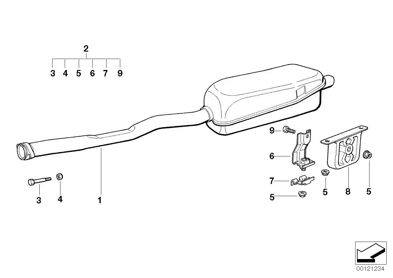 BMW Satz Anbauteile Schalldämpfer E36 18210146028 - Z3 E36