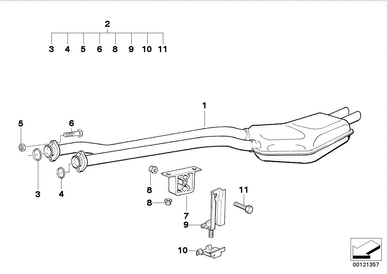 BMW Satz Anbauteile Schalldämpfer E36 18210146036 - Z3 E36