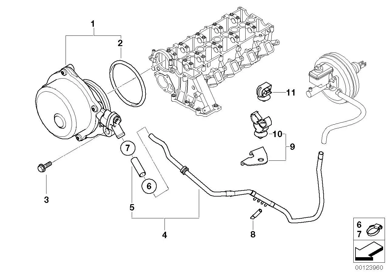 BMW Unterdruckleitung E46 E60 E61 E83 E87 E90 E91 11667789373 - B