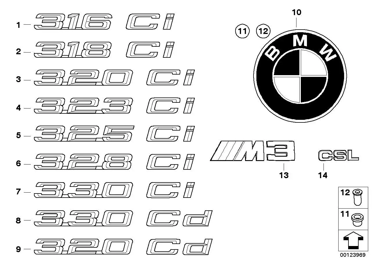 BMW Emblem geklebt hinten E46 51148240115