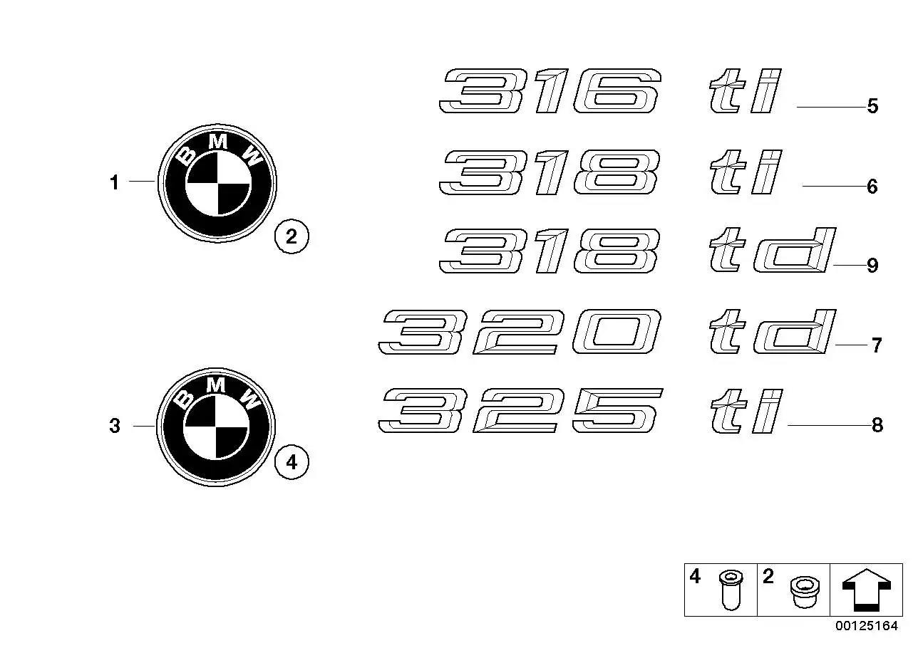 BMW Emblem geklebt hinten E46 51147025180 - 3er E46