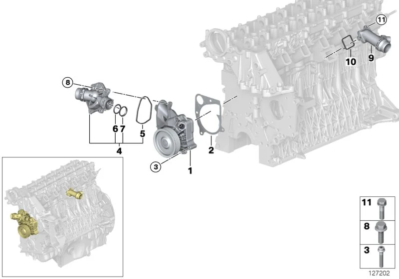 BMW Anschlussstutzen E38 E39 E46 E53 E60 E61 E63 E64 E65 E66 E70 E71 E83 E87 E90 E91 E92 E93 11127806196