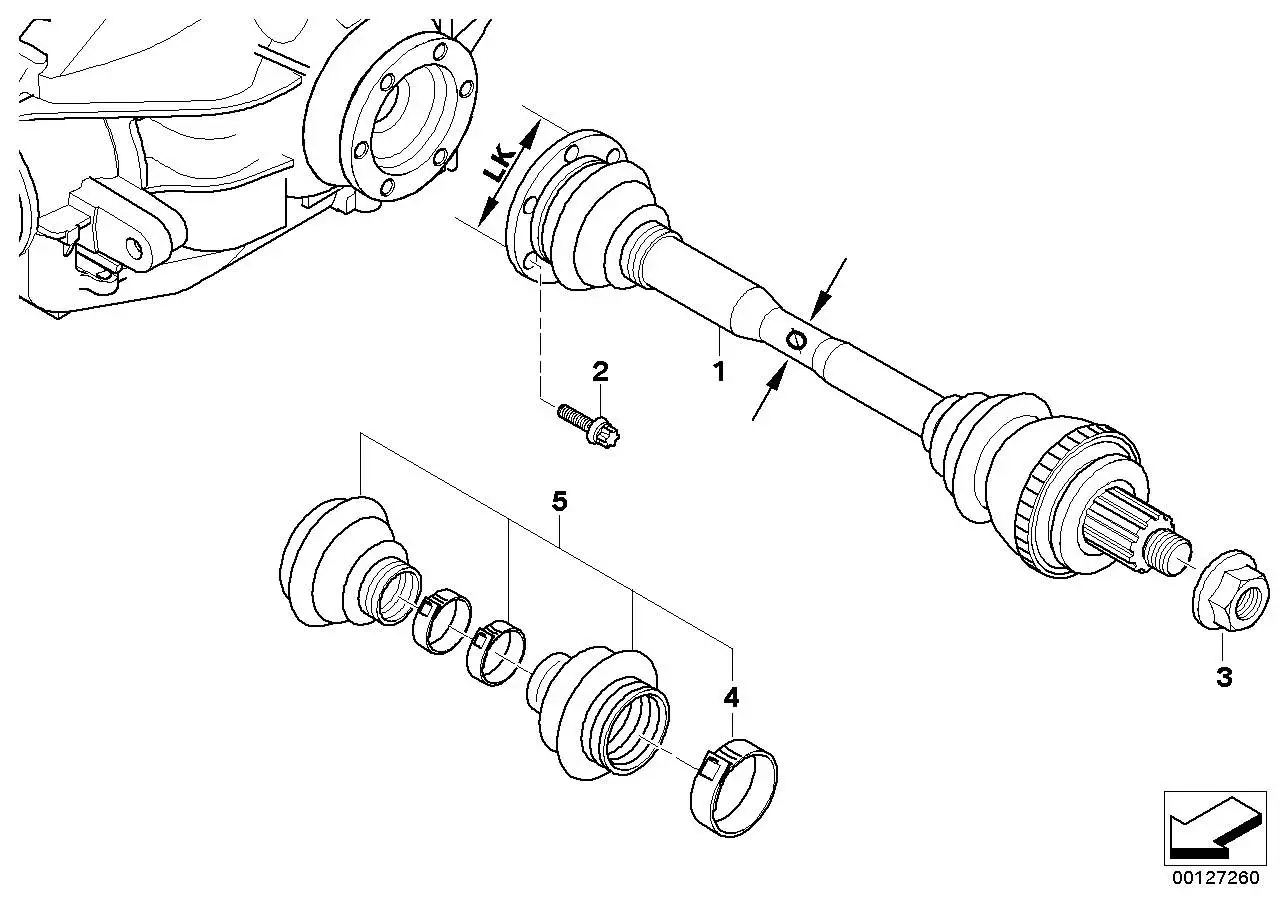 BMW Abtriebswelle rechts E46 33217504523 - Bildposition 01