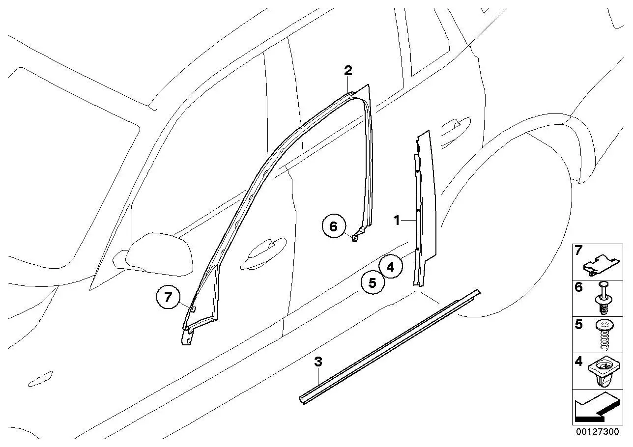 BMW Abdeckung Fensterrahmen Tür vorne rechts E83 51103330210
