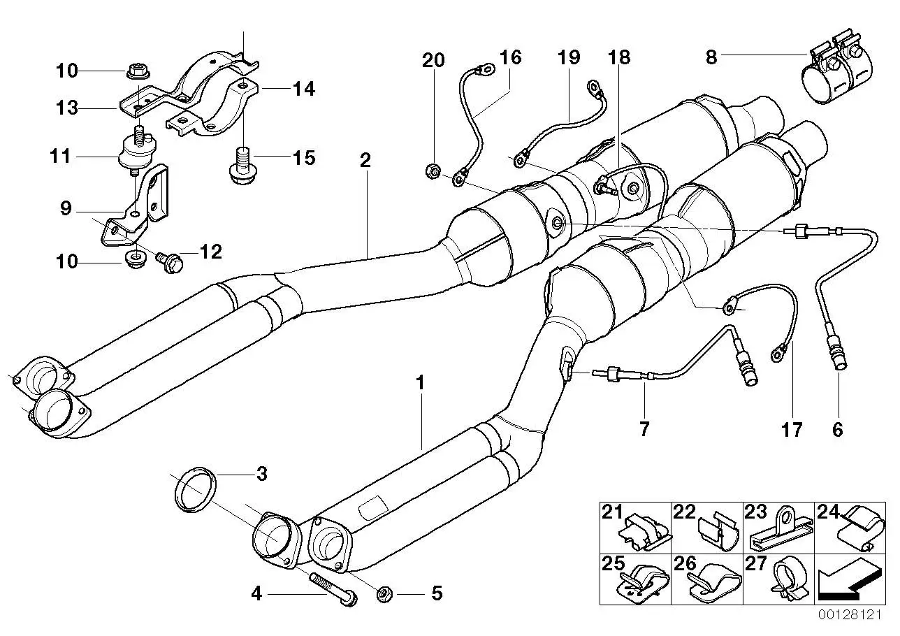 BMW Halter Abgasrohr links E38 18211715871 - Bildposition 13