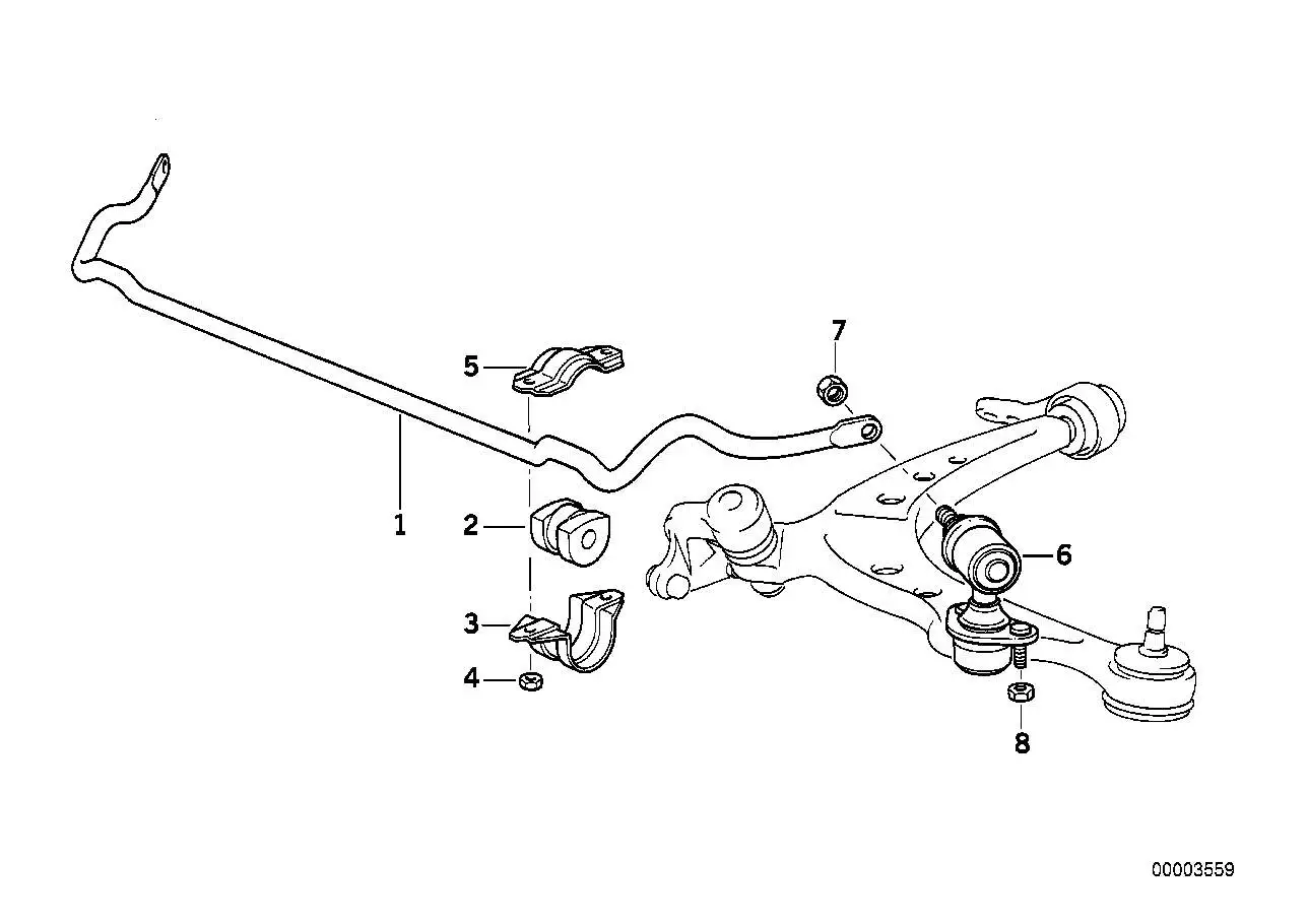 BMW Gummilager Stabilisator E31 E32 E34 31351132786 - 5er E34 Lim