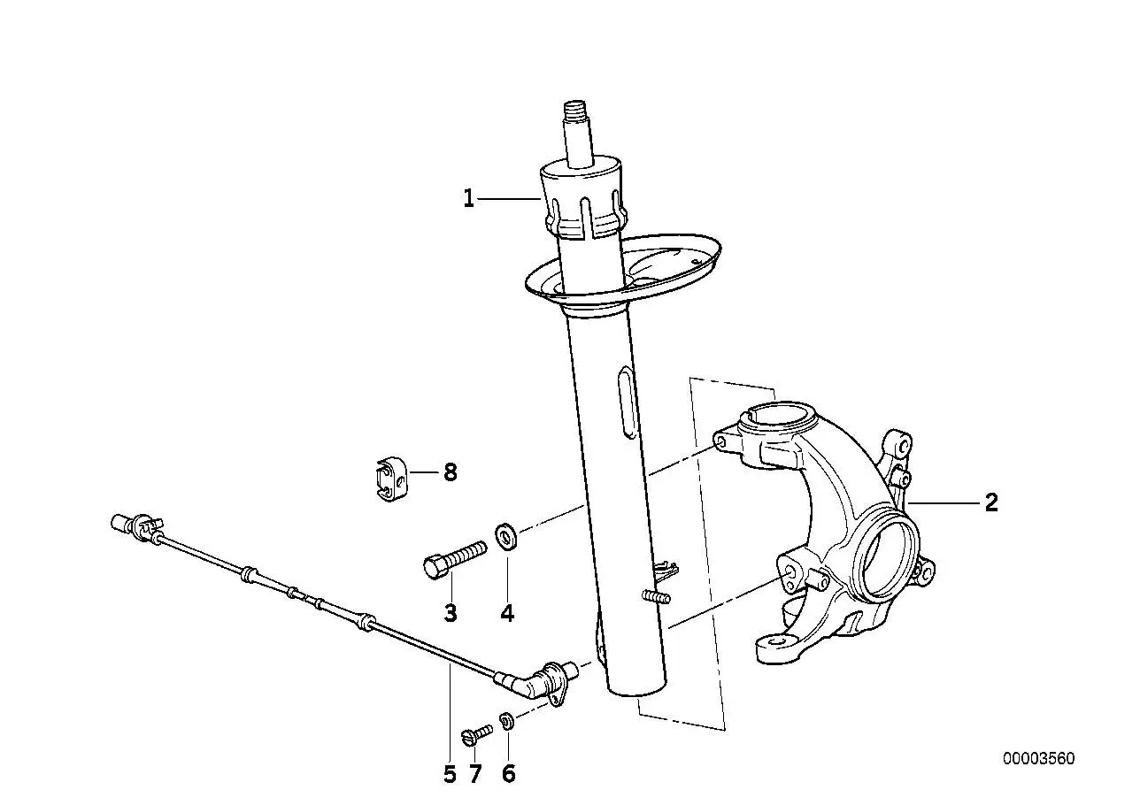 BMW Federbein vorn links E34 31311090295 - 5er E34