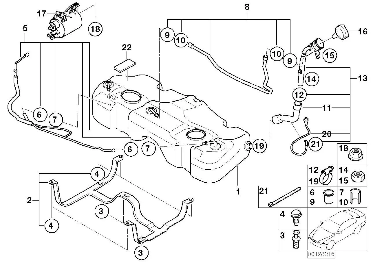 BMW Aktivkohlefilter R50 R52 R53 16136801118