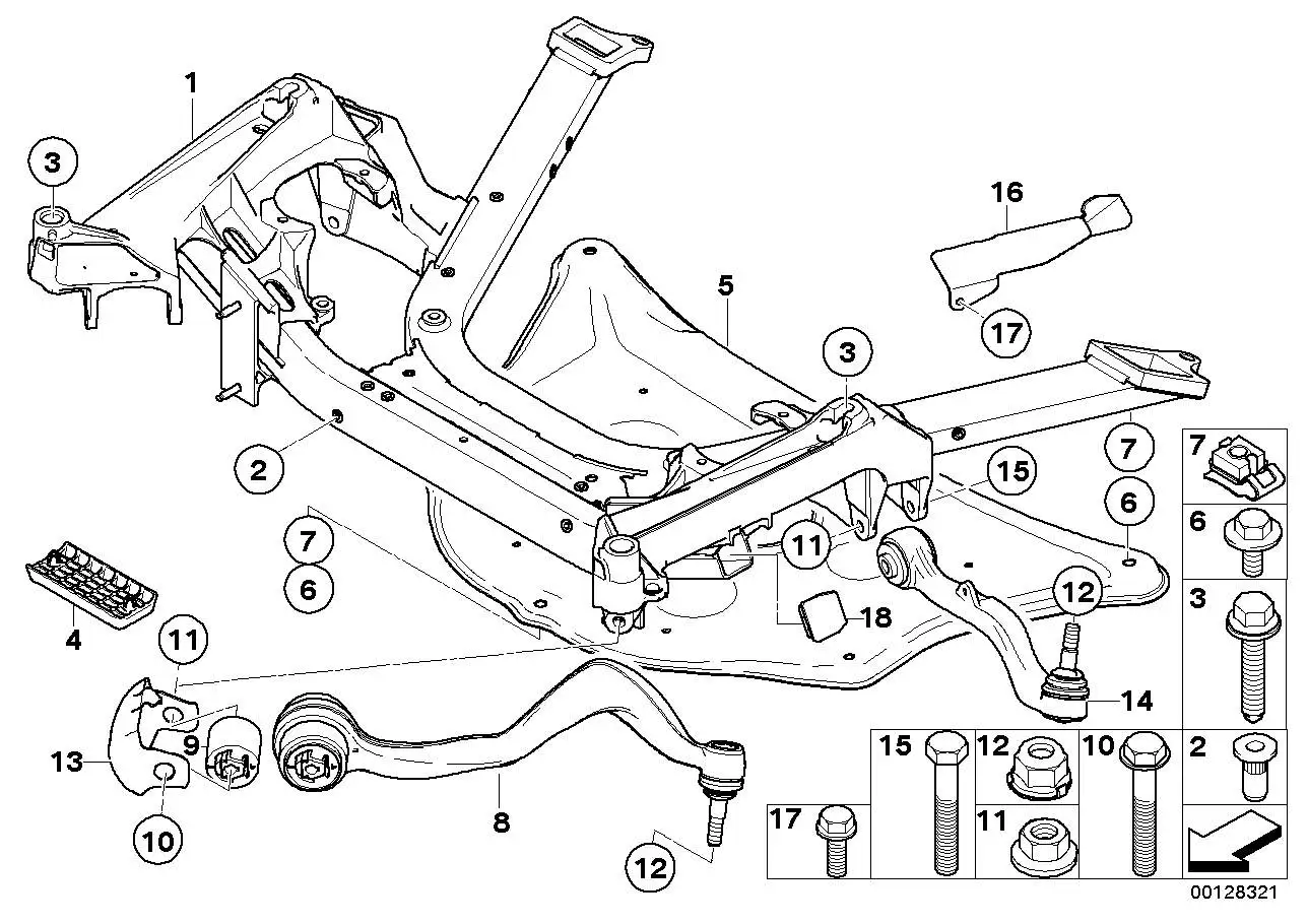 BMW Reparatursatz Querlenker rechts E63 E64 E65 E66 31122347984 -