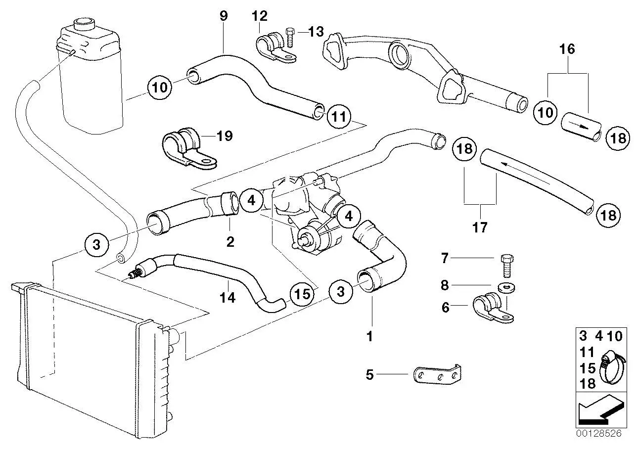 BMW Wasserschlauch E31 E38 11531741415 - Bildposition 01
