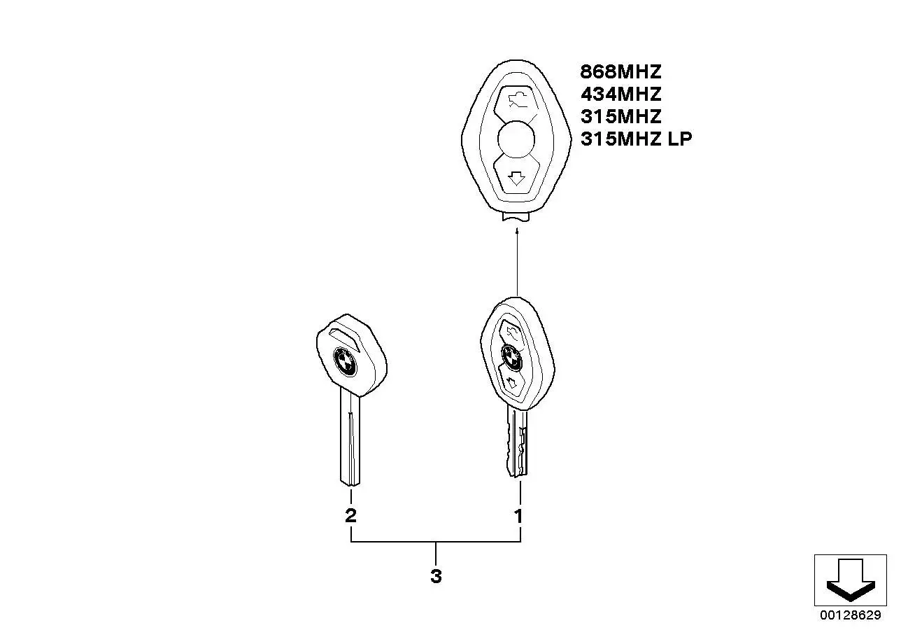 BMW Reserveschlüssel E60 E61 E63 E64 51217118972 - 5er E60, 5er E
