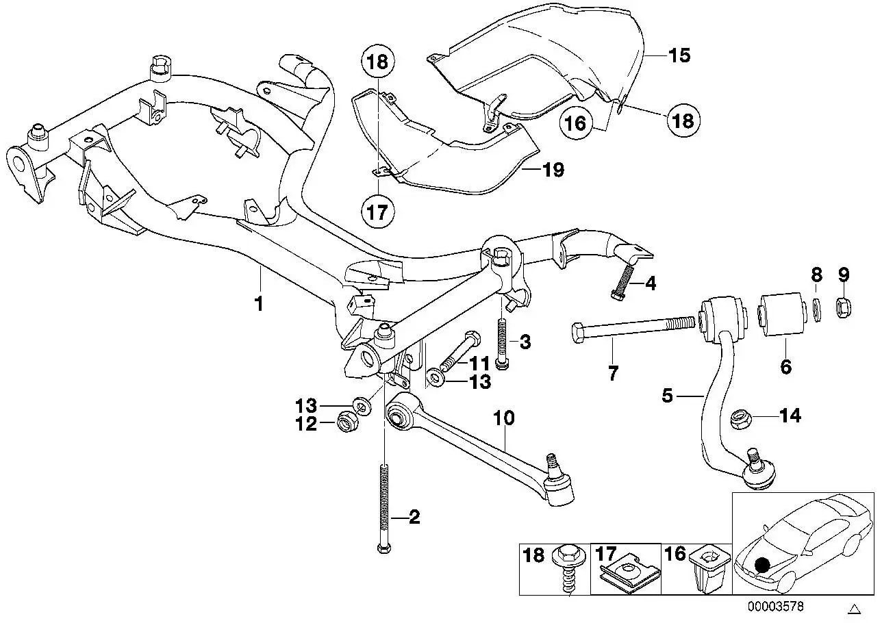BMW Vorderachsträger E38 31111092323 - 7er E38