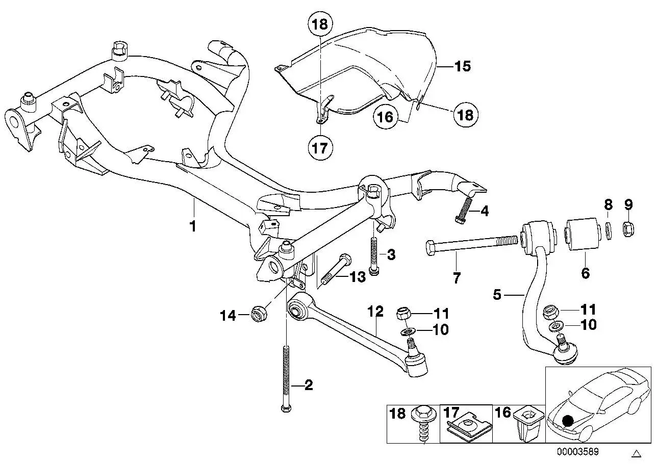 BMW Reparatursatz Querlenker rechts E39 31122339998