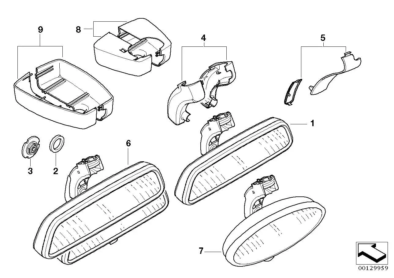 BMW Satz Abdeckungen Spiegelfuss E46 E53 E60 E61 E63 E65 E66 E83