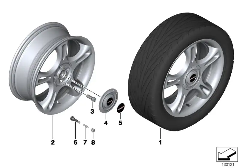BMW Nabenabdeckung silber R50 R52 R53 R55 R56 R57 R58 R59 3613677