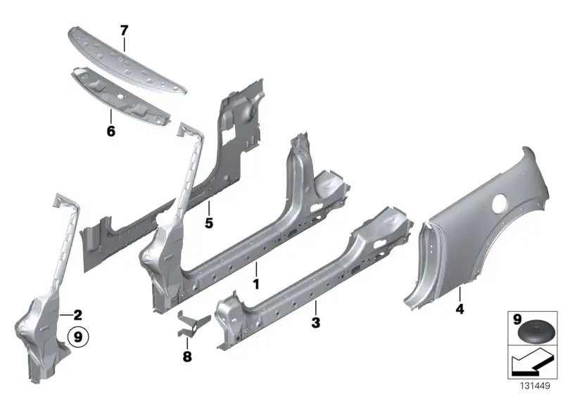 BMW Seitenwand hinten links R52 41357142107 - MINI R52