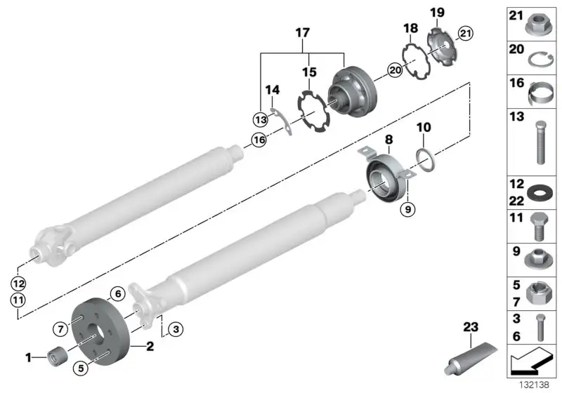 BMW Mittellager E53 26121229726