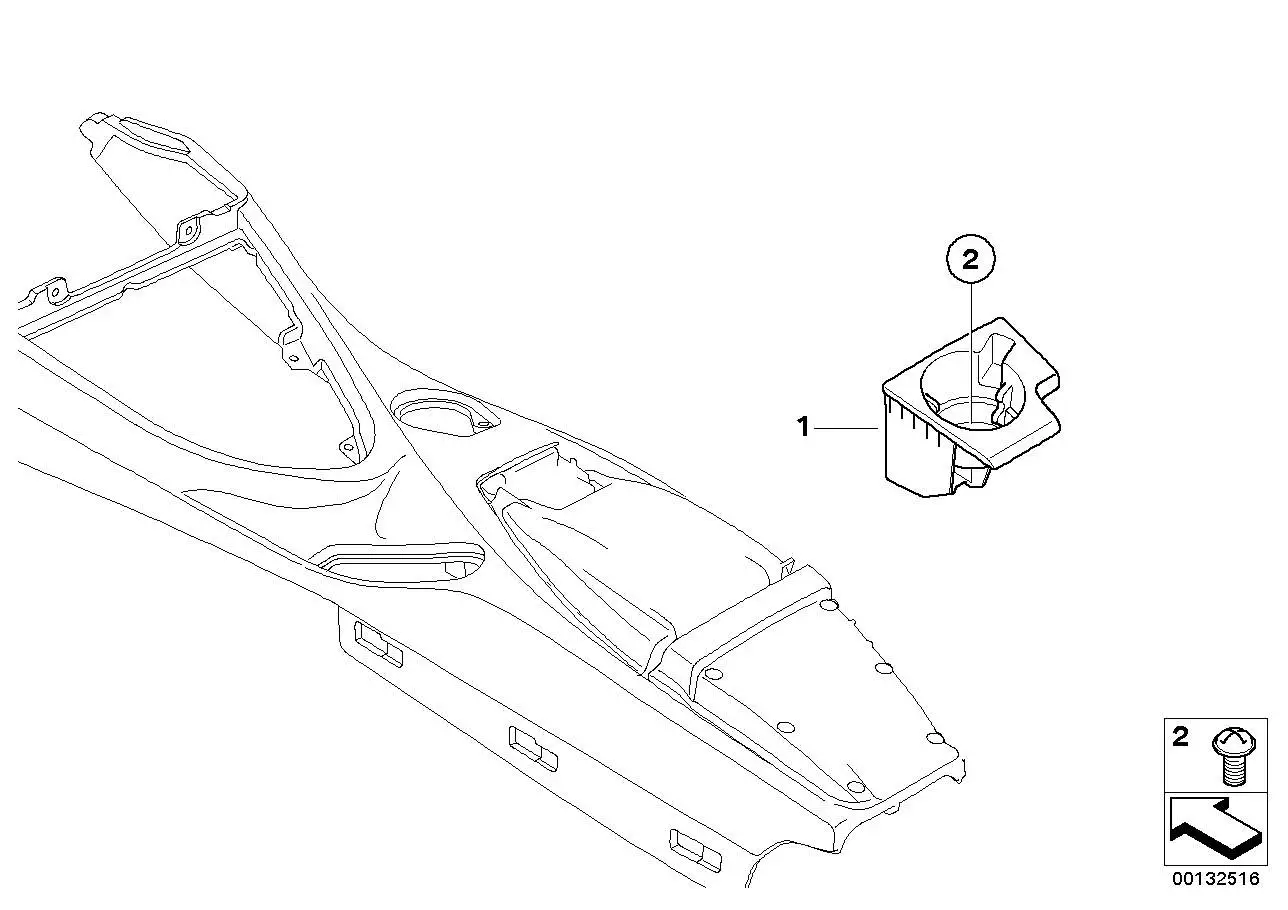 BMW Getränkehalter Mittelkonsole hinten 51167072747 - Bildpositio