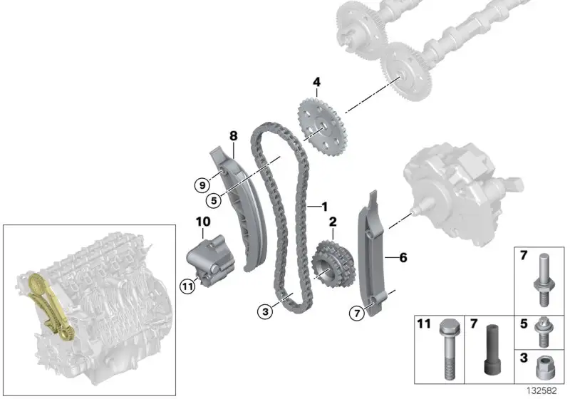 BMW Steuerkette E46 E53 E60 E61 E63 E64 E65 E66 E70 E71 E83 E87 E
