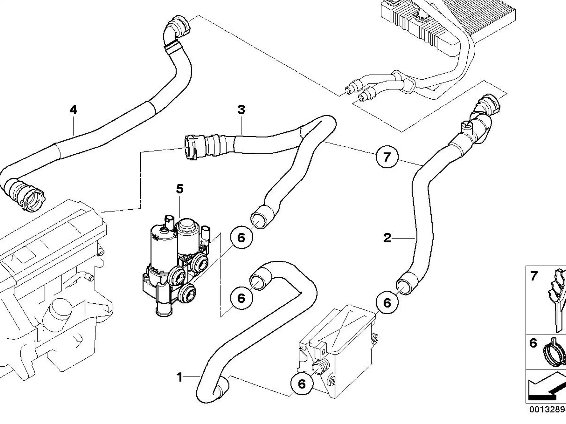 BMW Schlauch Motorvorlauf-Zusatzwasserpumpe E83 64213400407