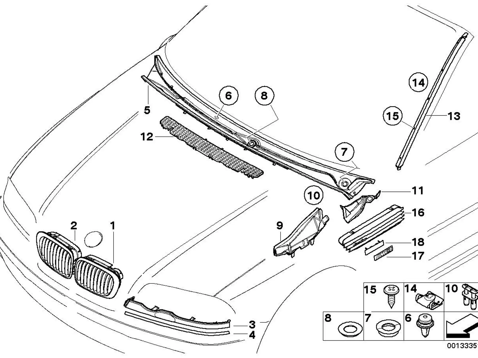 BMW Ziergitter Seitenwand vorne rechts E46 51132694608