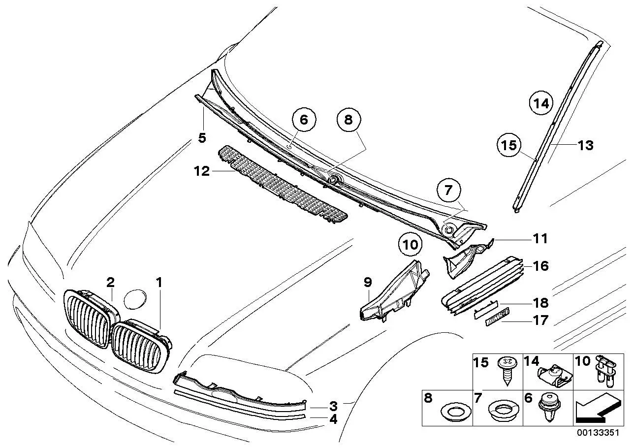 BMW Ziergitter Lufteintritt E46 51132694723 - 3er E46