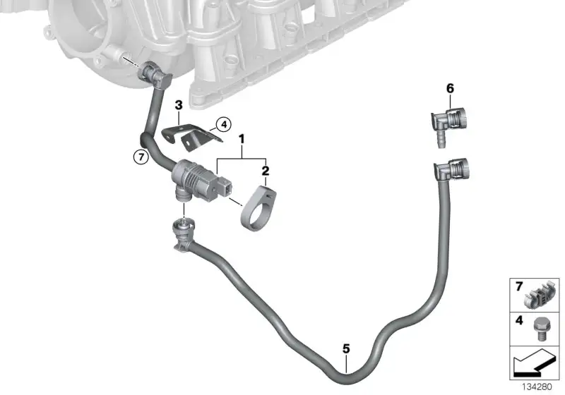 BMW Tankentlüftungsventil mit Leitung E60 E61 E63 E64 E65 E66 E70