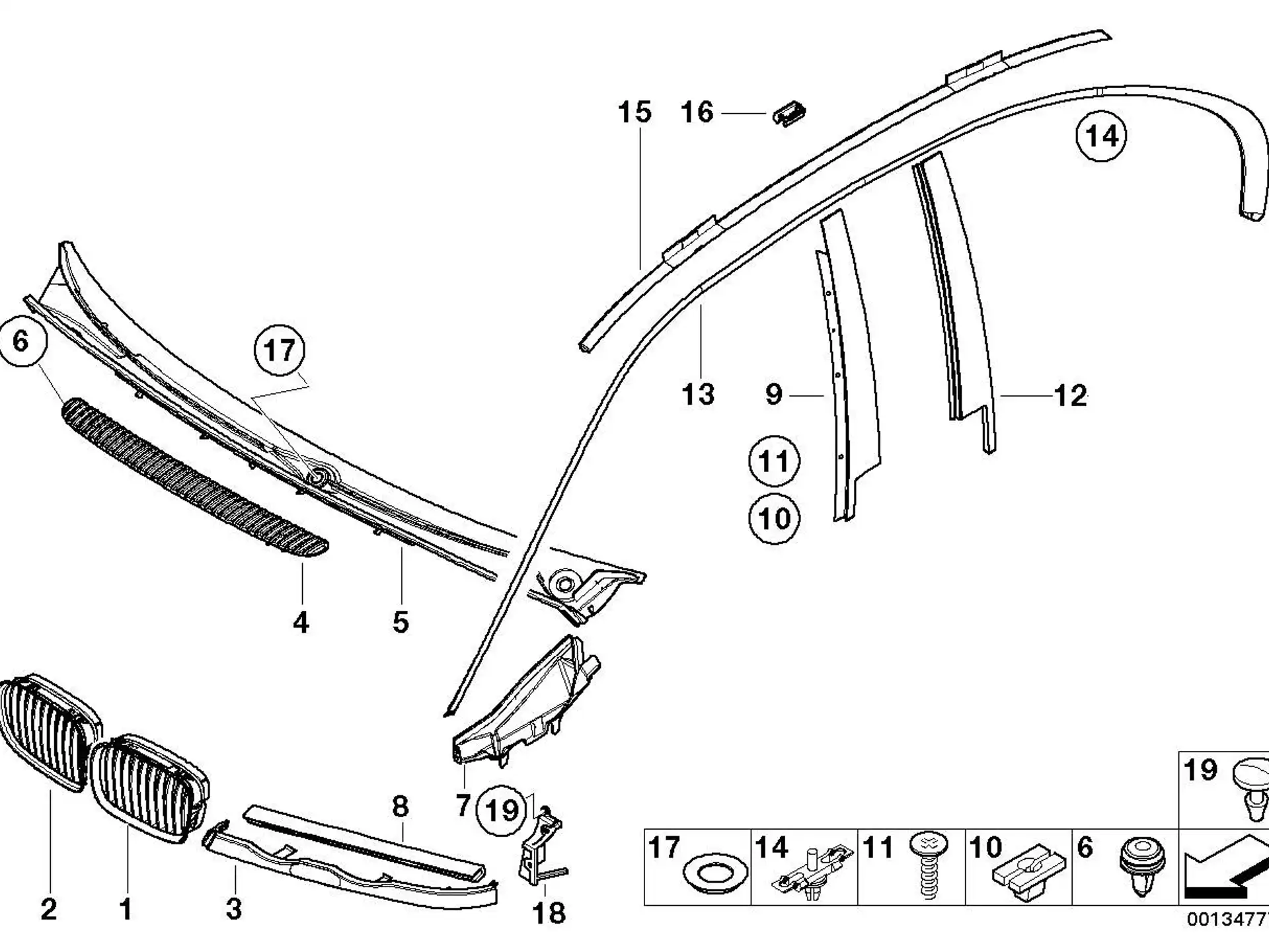 BMW Blende grundiert rechts E46 51138208486