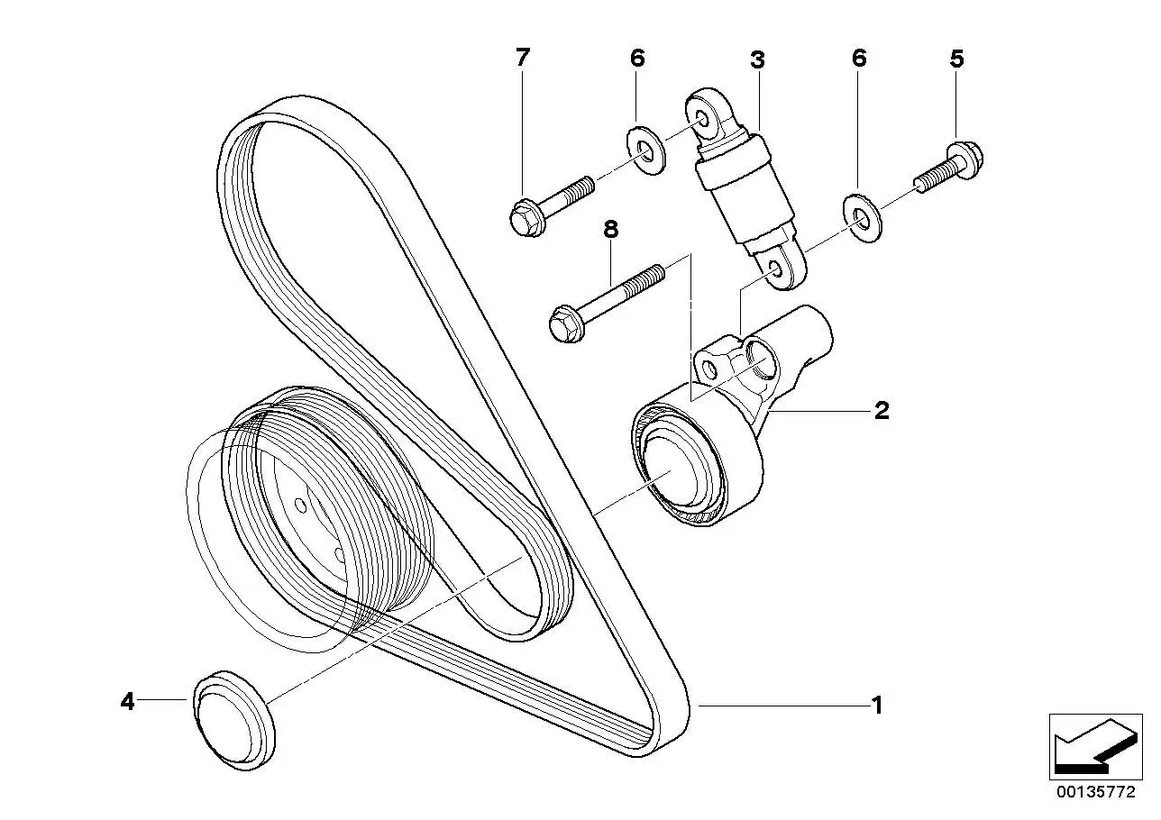 BMW Spannrolle mit Hebel E60 E61 E63 E64 11287839133