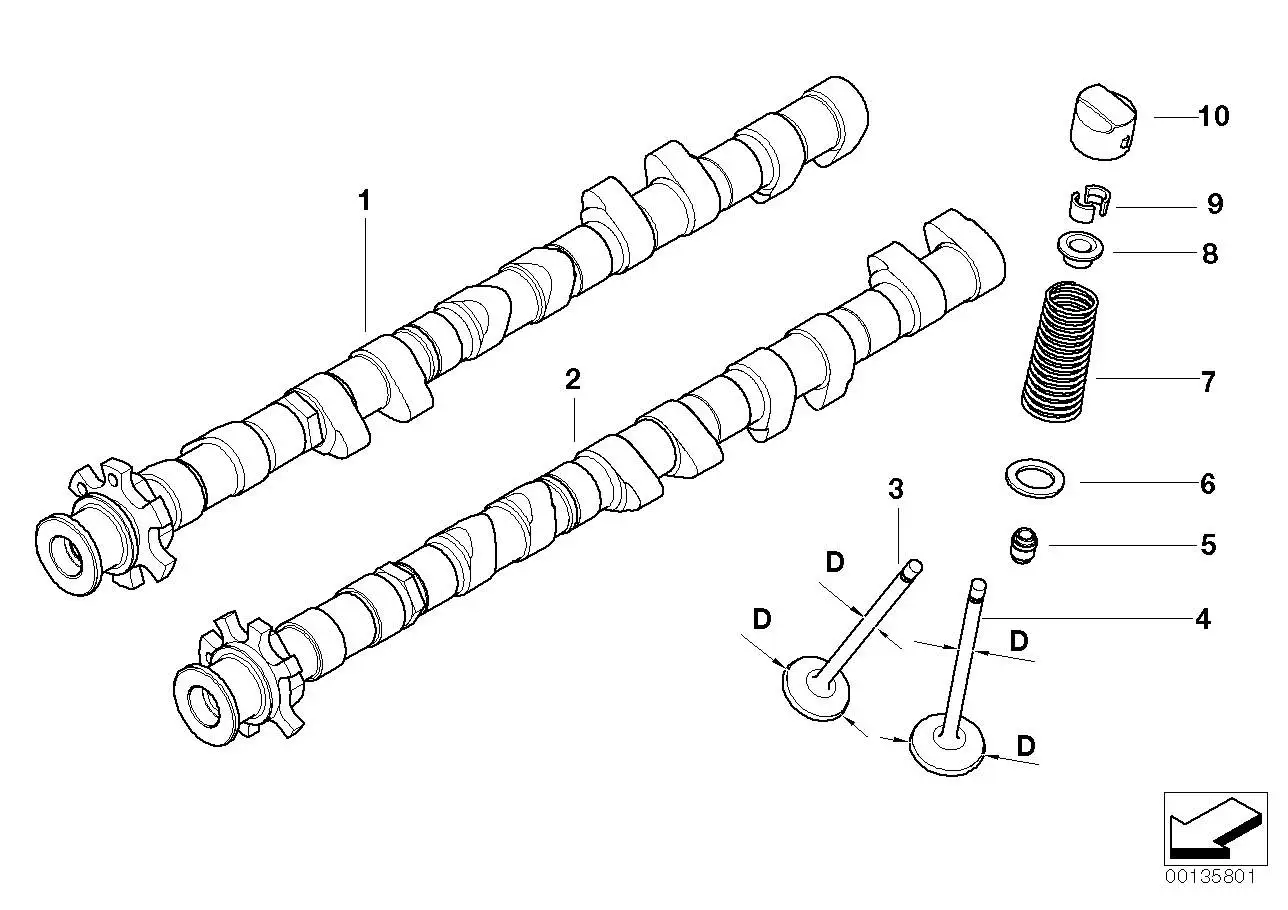 BMW Einlassnockenwelle E60 E61 E63 E64 11317835880 - Bildposition