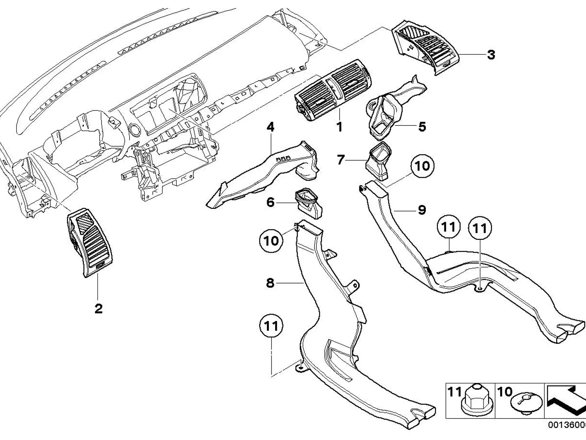 BMW Frischluftgrill Mitte E81 E82 E87 E88 64227059189