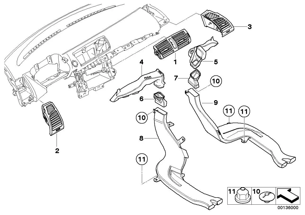 BMW Frischluftgrill Mitte E81 E82 E87 E88 64227059189 - 1er E81,
