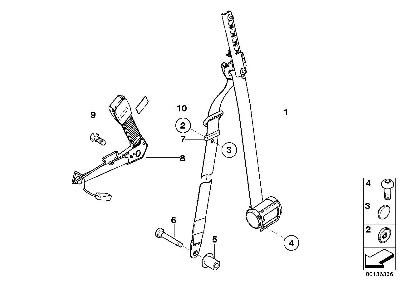 BMW Gurtstrammer links R50 R52 R53 72111485968