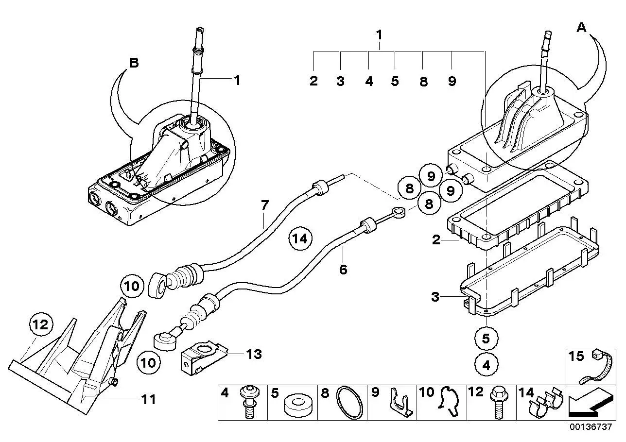 BMW Schaltseilzug Schaltwelle R50 25117515455