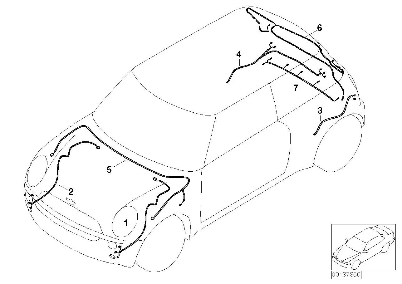 BMW Kabelbaum Heckklappe/Kennzeichenleuchte R52 61126953005 - Bil