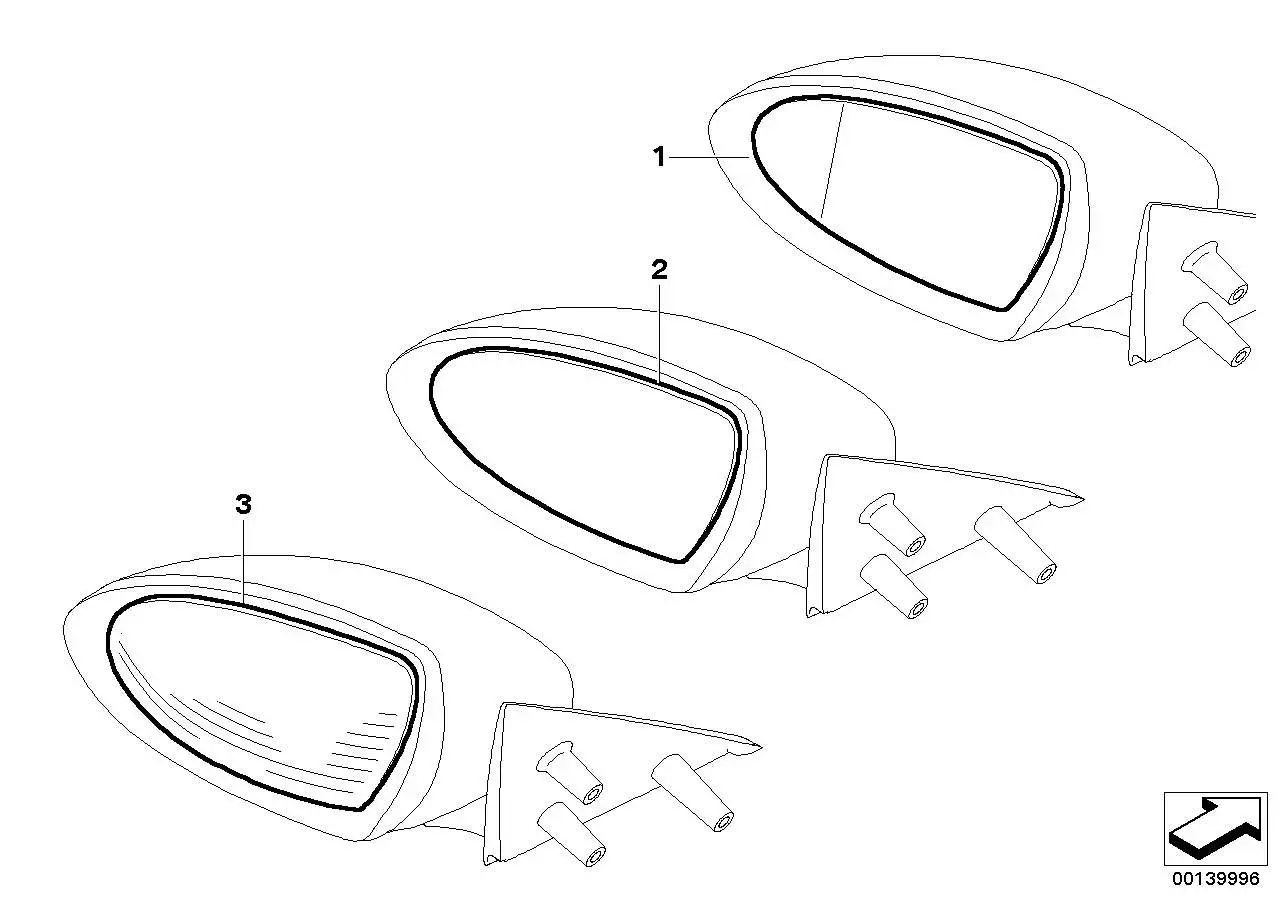 BMW Spiegelglas beheizt Weitwinkel rechts E60 E61 E63 E64 5116789