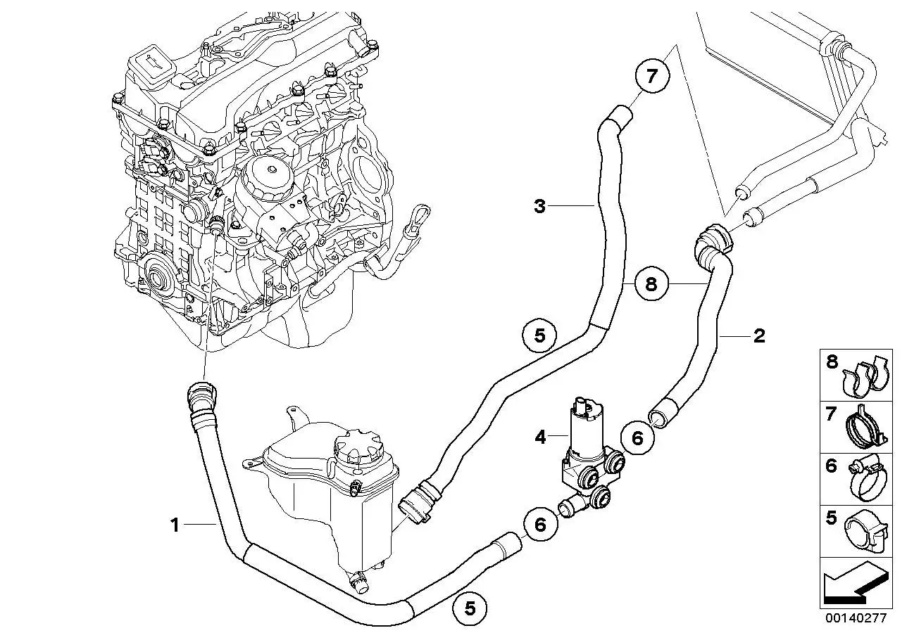 BMW Schlauch Motorvorlauf-Zusatzwasserpumpe E81 E82 E84 E87 E88 E