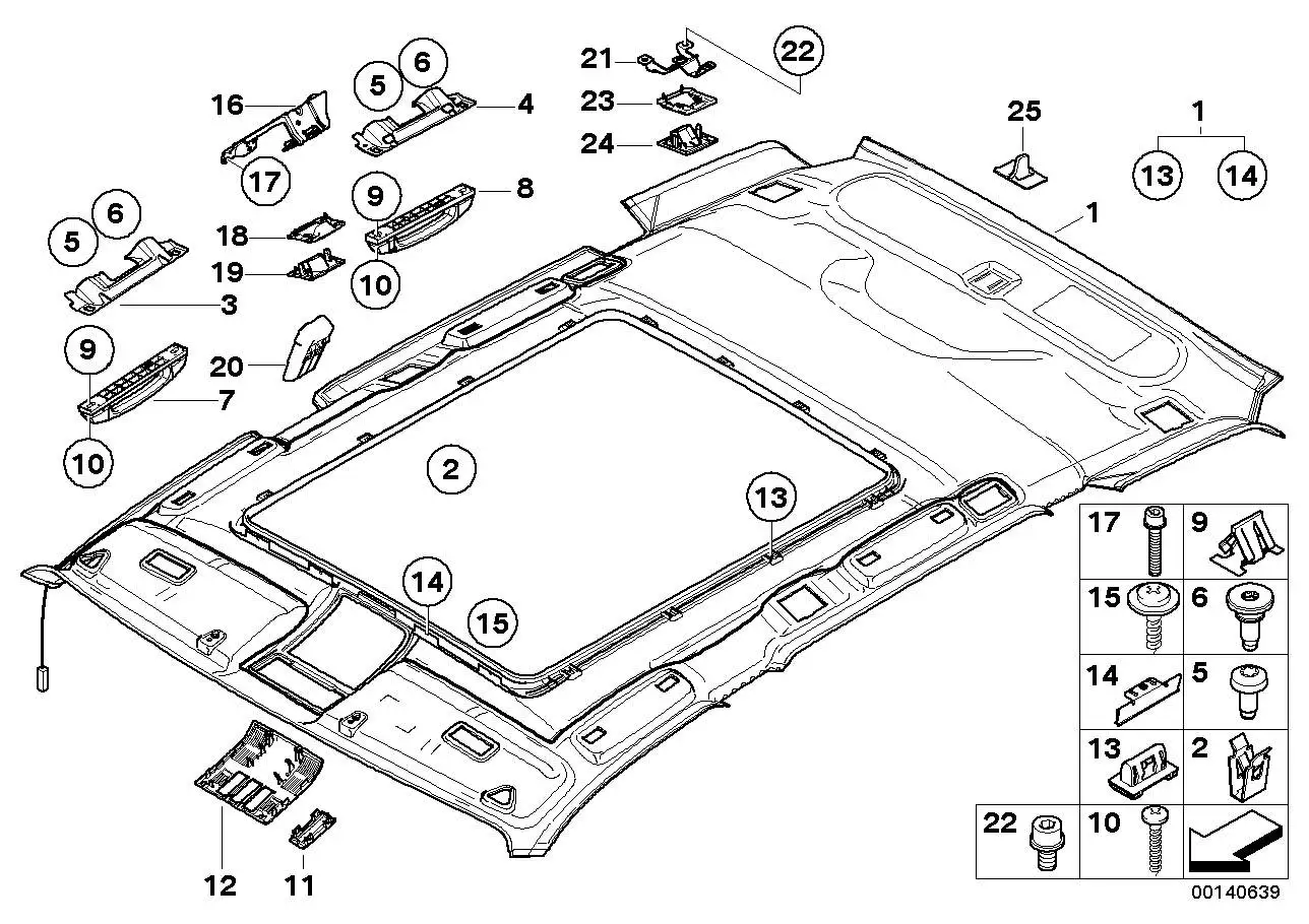 BMW Halter Dachhimmel E83 51443417144 - Bildposition 25