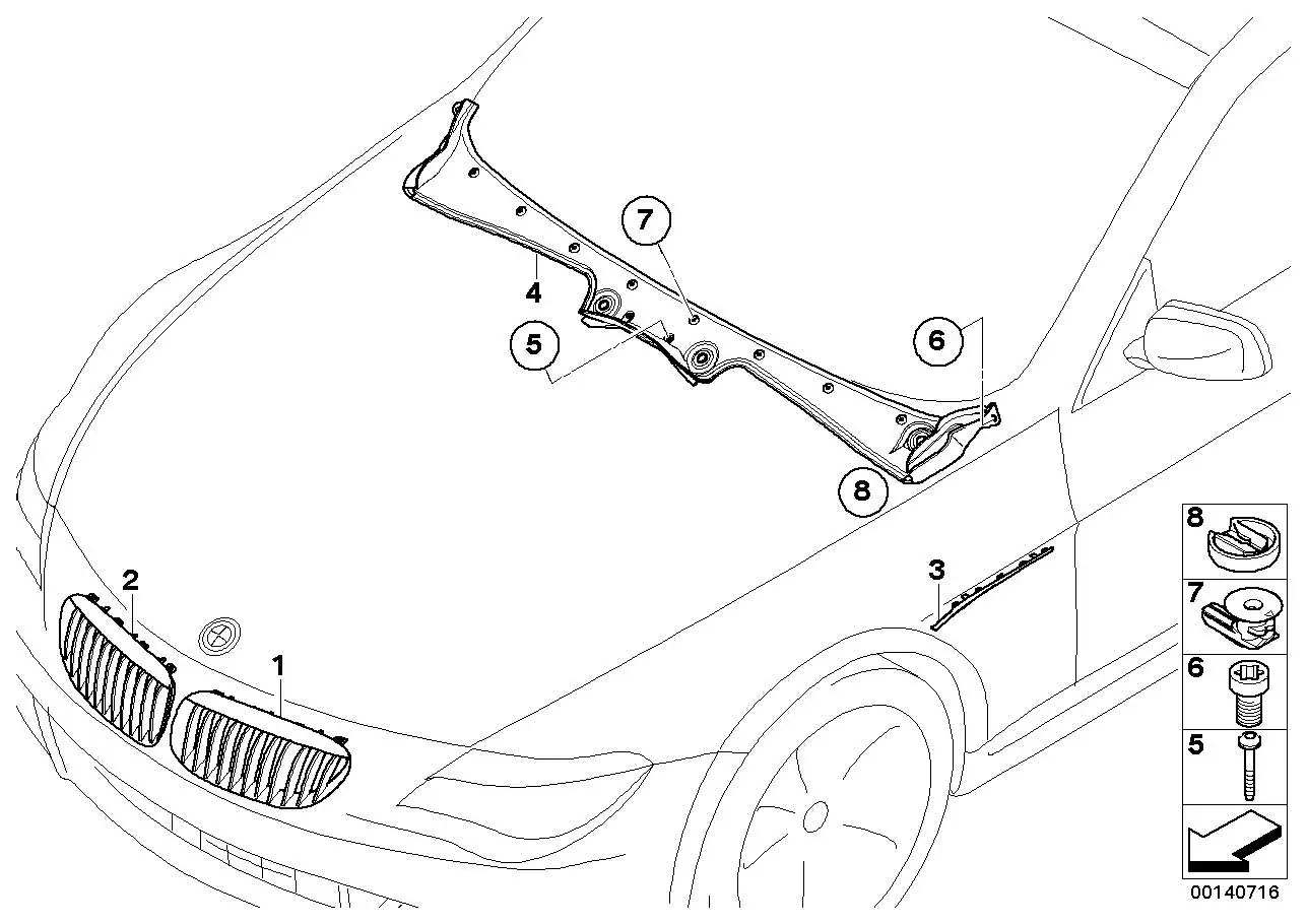 BMW Clip E63 E64 51717145148 - 6er E63, 6er E64