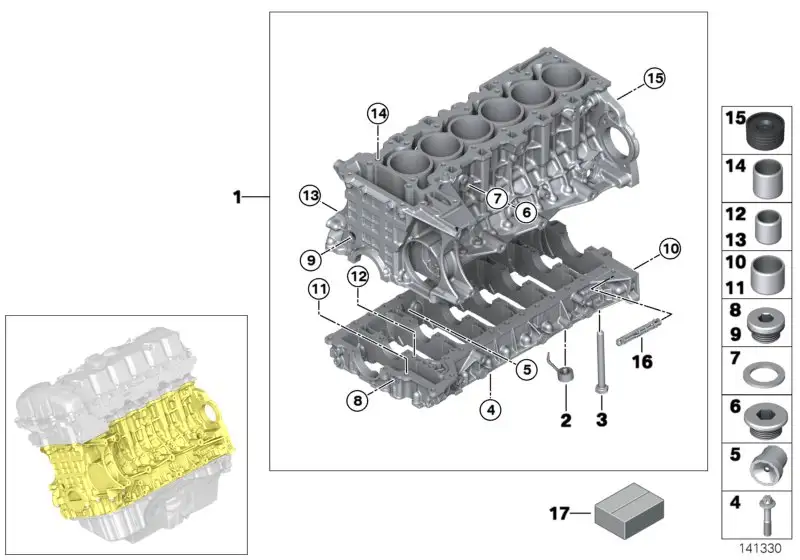 BMW Zylinder-Kurbelgehäuse mit Kolben E70 E71 E82 E88 E90 E91 E92