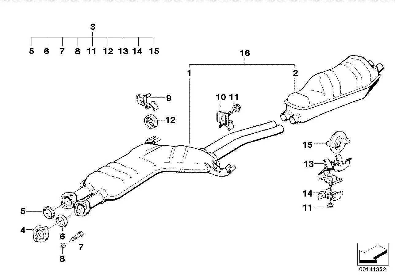 BMW Mittelschalldämpfer E34 18129068595 - Bildposition 01