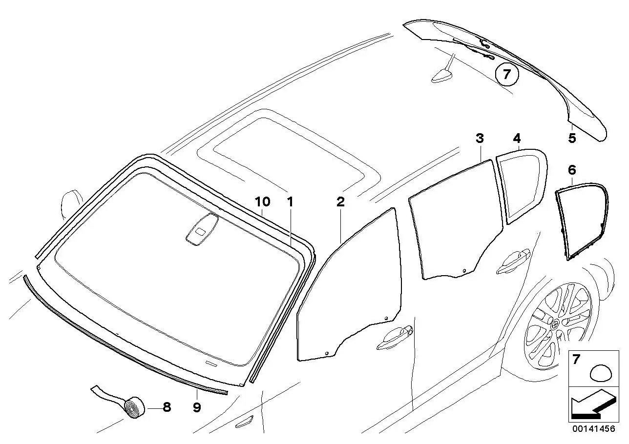 BMW Abdichtung Seitenscheibe hinten rechts E87 51357119456 - Bild
