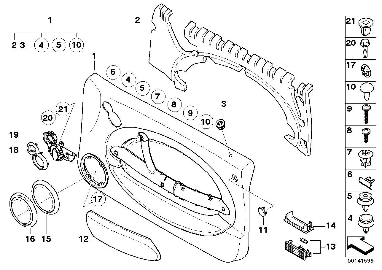 BMW Armlehne Stoff links R50 R52 51417133501