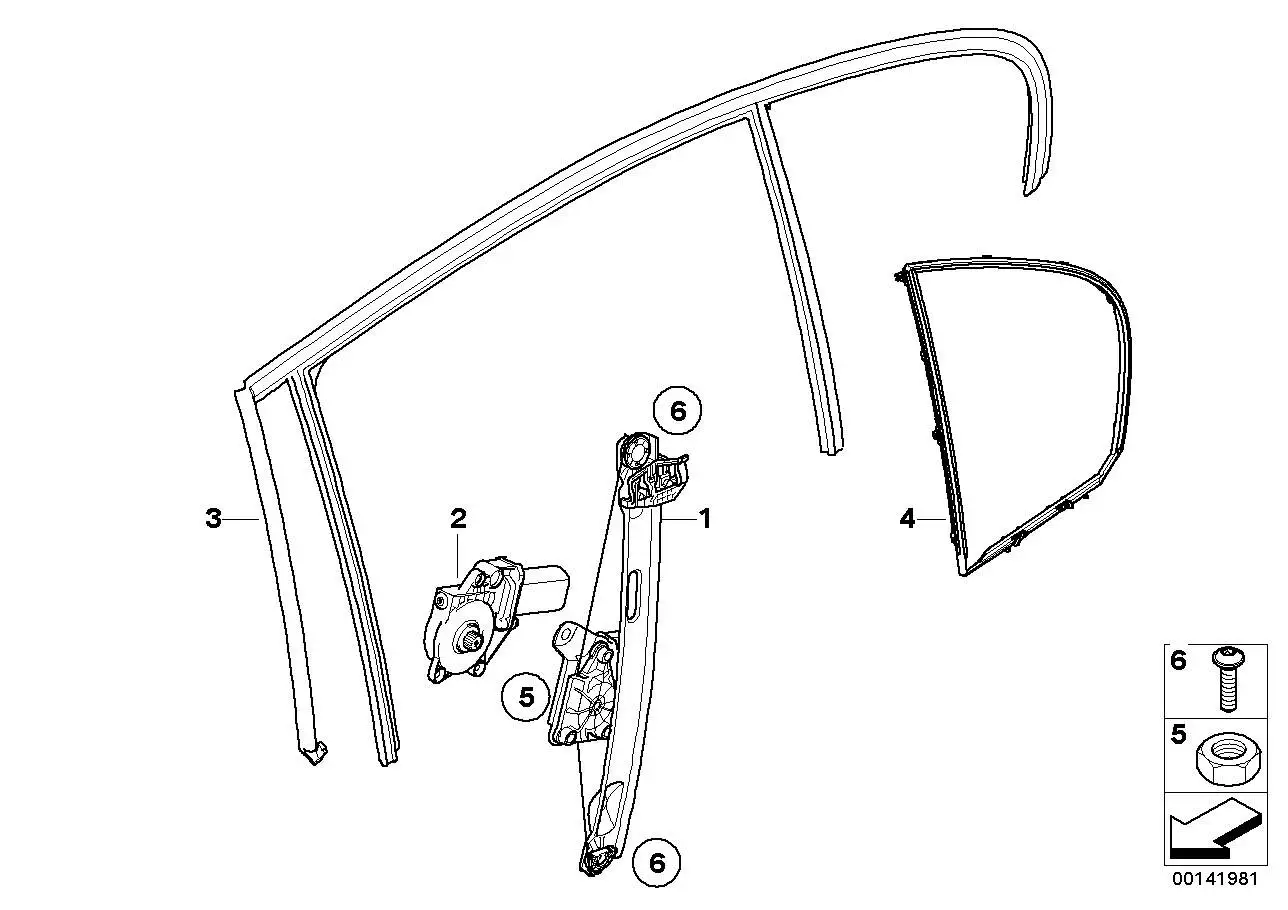 BMW Fensterheber hinten links E90 E91 51357140589 - Bildposition